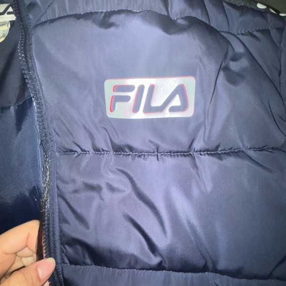 Fila Puffer Coat With Fur Hood|Midnight Navy Blue - Picture 3 of 8